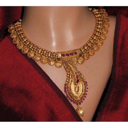 Ruby Gold Designer Necklace Set 